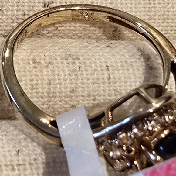 14K GOLD OVER STERLING SILVER LAB CREATED BLUE AND WHITE SAPPHIRES RING SIZE 7 - Picture 8 of 15